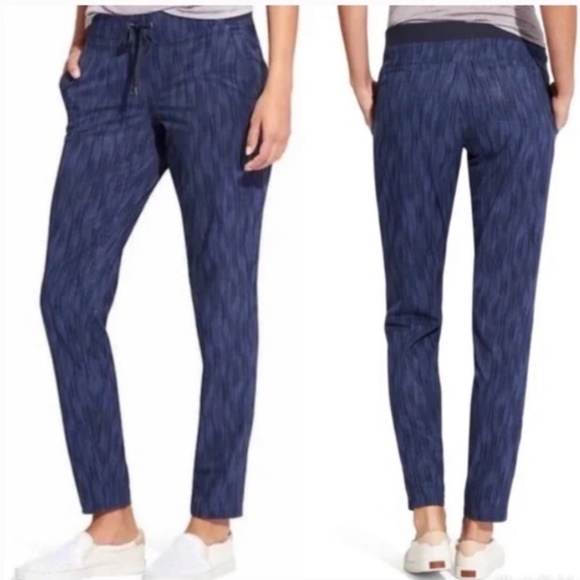 Athleta Stride Midtown Ankle Pant Brushstroke Blue Size 8
